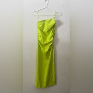 Zara Lime Green Asymmetrical Midi Dress